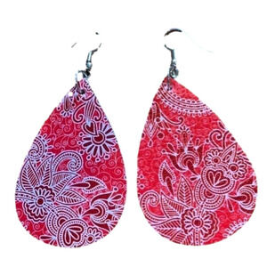 Textured PU Leather Tear Drop Earrings